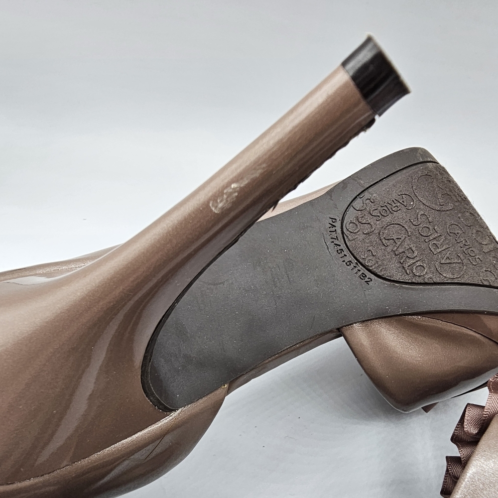 Carlos Santana "Pretty" Bronze Brown Ruffle Peep-Toe Heels - Picture 13 of 14